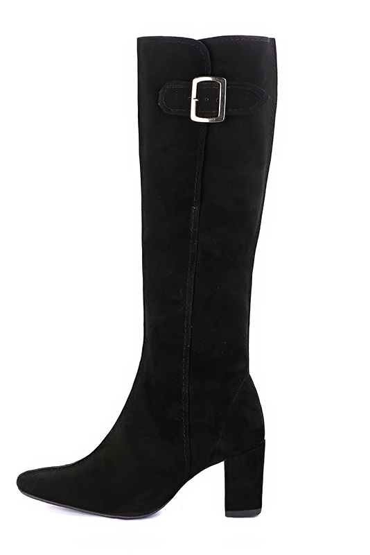 French elegance and refinement for these matt black knee-high boots with buckles, 
                available in many subtle leather and colour combinations. Record your foot and leg measurements.
We will adjust this beautiful boot with inner half zip to your leg measurements in height and width.
The outer buckle allows for width adjustment.
You can customise the boot with your own materials, colours and heels on the "My Favourites" page.
 
                Made to measure. Especially suited to thin or thick calves.
                Matching clutches for parties, ceremonies and weddings.   
                You can customize these knee-high boots to perfectly match your tastes or needs, and have a unique model.  
                Choice of leathers, colours, knots and heels. 
                Wide range of materials and shades carefully chosen.  
                Rich collection of flat, low, mid and high heels.  
                Small and large shoe sizes - Florence KOOIJMAN